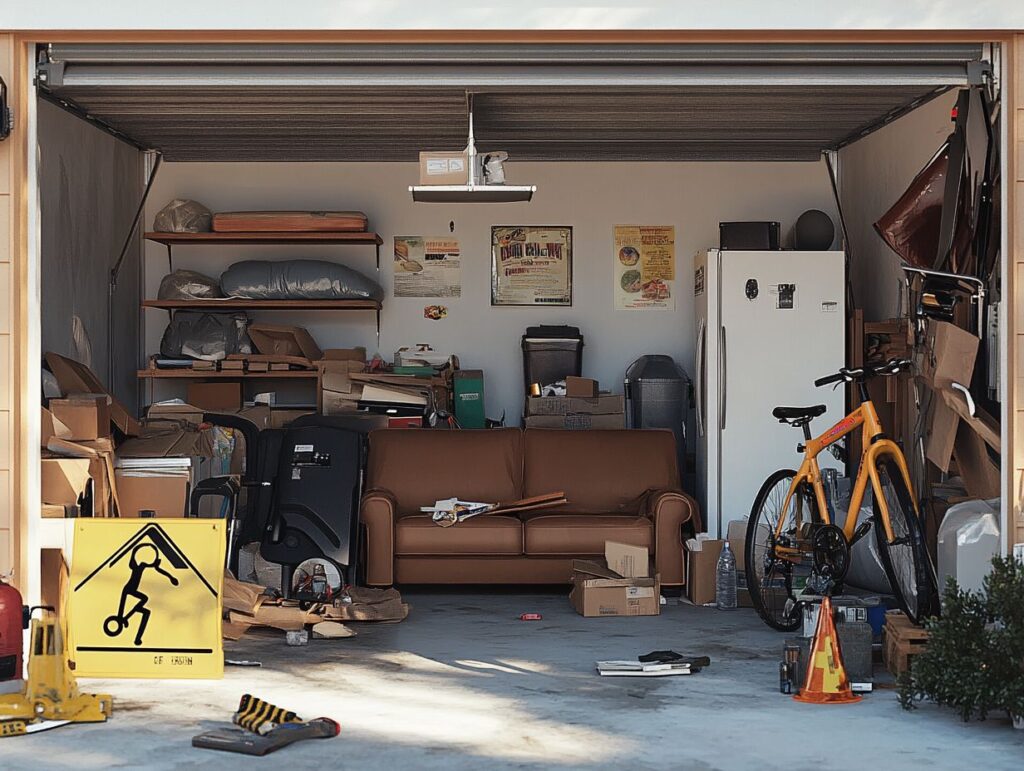 A garage full of junk items